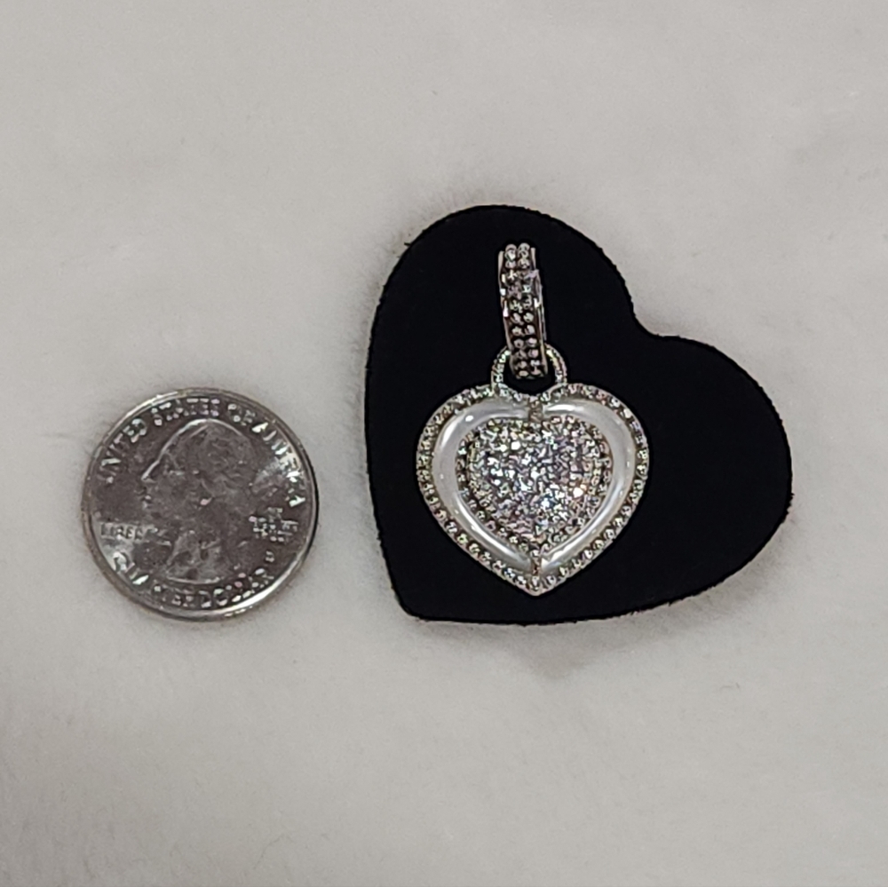 Judith Ripka Mother of Pearl & CZ Sterling Silver Pendant/Enhancer - Picture 9 of 10